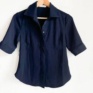 Babaton Dark Navy Blue Bello Button  Down Shirt XS
